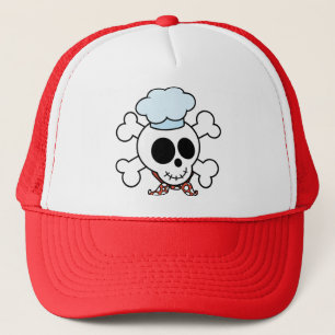 Funny Skull and Crossbones Chef Trucker Hat