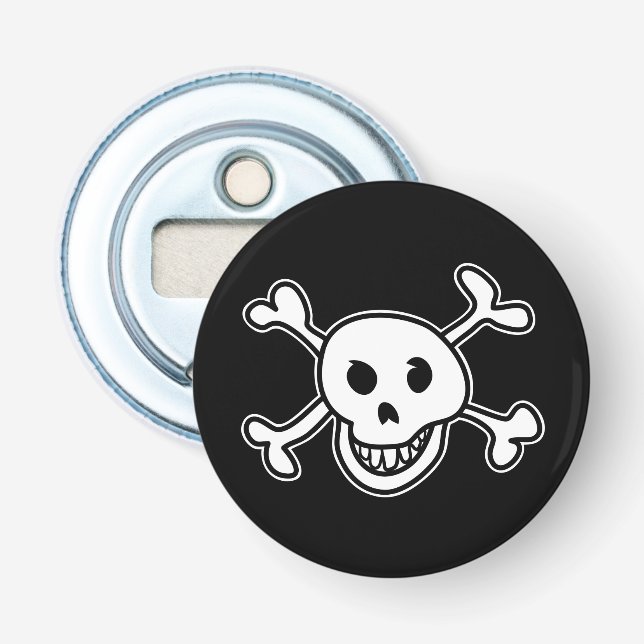 Funny skull and crossbones doodle custom bottle opener (Front)