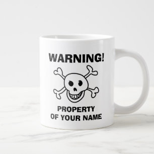 Funny skull and crossbones warning custom large coffee mug