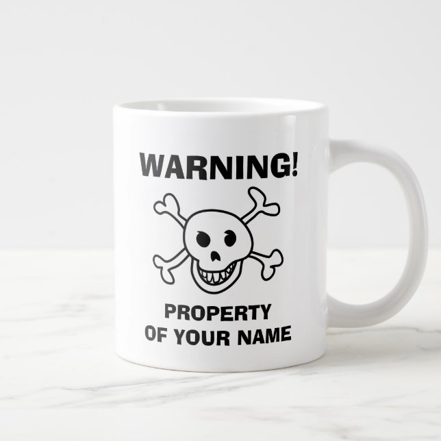 Funny skull and crossbones warning custom large large coffee mug (Right)