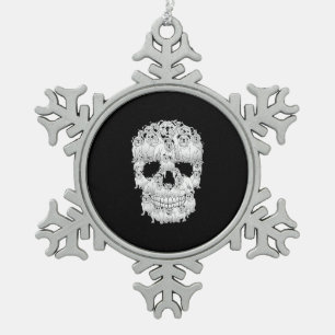 Funny Skull Costume Men Women Bulldog Lover Snowflake Pewter Christmas Ornament