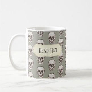 Funny Skull Dead Hot Gothic Gray Pixel Art Pattern Coffee Mug