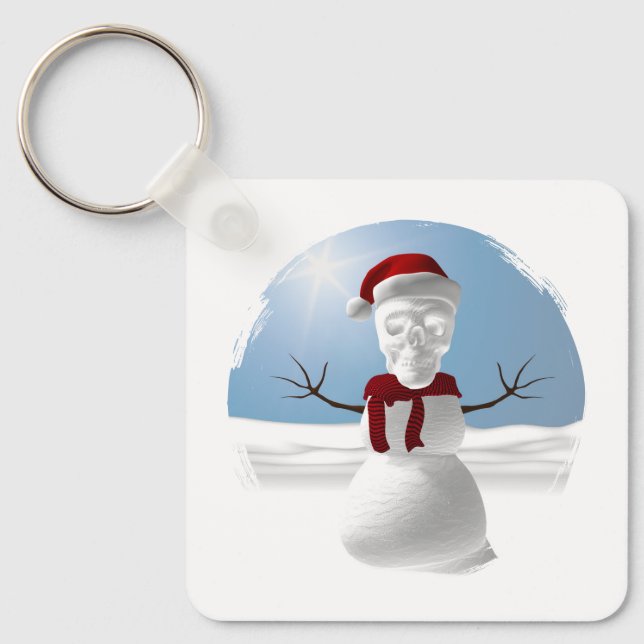 Funny skull-head snowman key ring (Front)