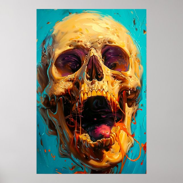 funny Skull is screaming because of hot weather Poster (Front)