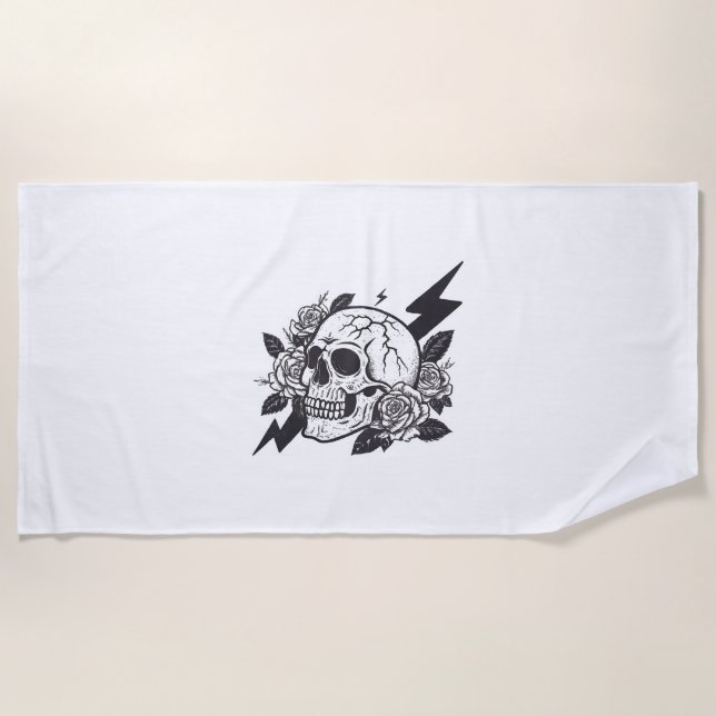 Funny Skull Lover Beach Towel (Front)