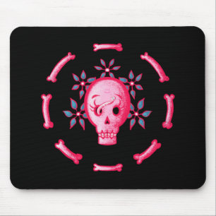 Funny Skull Pink Halloween Whimsigoth Mouse Mat