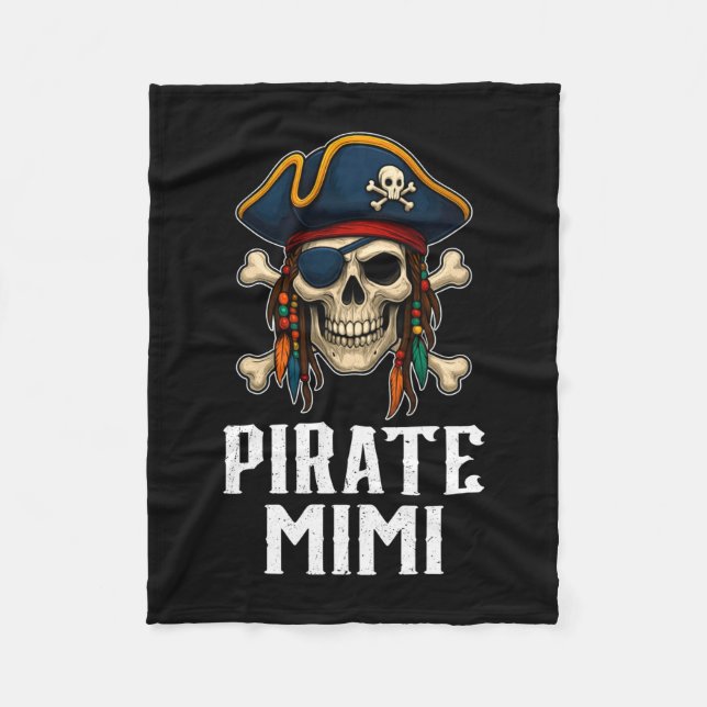 Funny skull pirate mimi jolly roger crossbones fleece blanket (Front)
