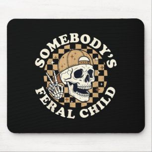 Funny Skull Skeleton Retro Humour Somebodys Feral Mouse Mat