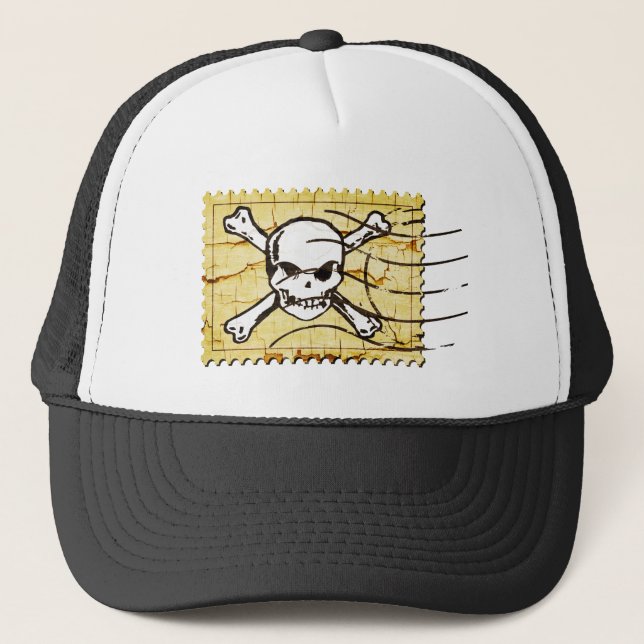 Funny Skull Stamp 2 Trucker Hat (Front)