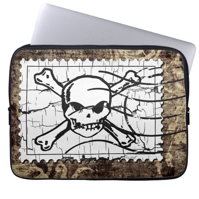 Funny Skull Stamp Vintage 2 Laptop Sleeve (Front)
