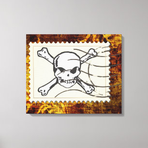 Funny Skull Stamp Vintage 3 Canvas Print