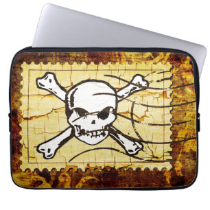 Funny Skull Stamp Vintage 3 Laptop Sleeve