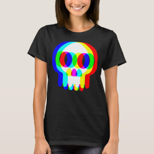 Funny Skull Trippy Vaporwave Halloween Techno Rave T-Shirt