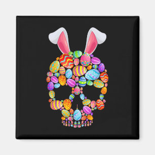 Funny Skull With Bunny Ears And Easter Eggs Easter Magnet