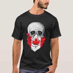 Funny Skull With Maple Leaf Canadian Flag Bandana T-Shirt