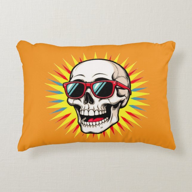 **Funny Skull With Sunglasses – Cartoon Laughing S Decorative Cushion (Front)