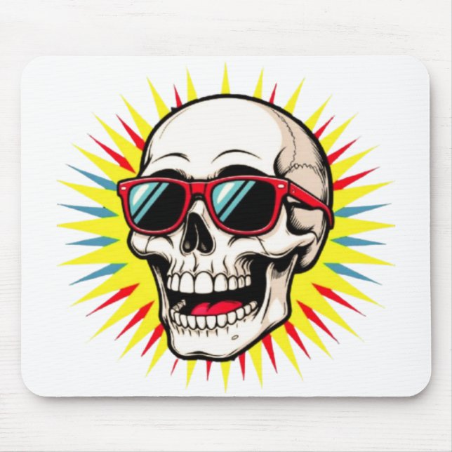**Funny Skull With Sunglasses – Cartoon Laughing S Mouse Mat (Front)