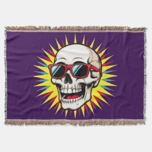 **Funny Skull With Sunglasses – Cartoon Laughing S Throw Blanket