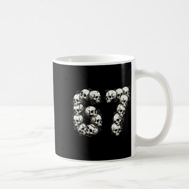 Funny Skulls 6 7 Meme Six Seven Love Halloween  Coffee Mug (Right)