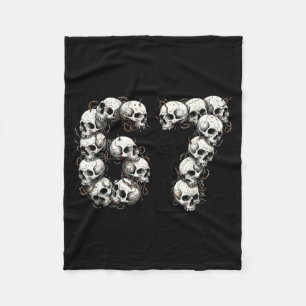 Funny Skulls 6 7 Meme Six Seven Love Halloween  Fleece Blanket