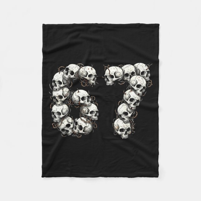 Funny Skulls 6 7 Meme Six Seven Love Halloween  Fleece Blanket (Front)