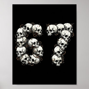 Funny Skulls 6 7 Meme Six Seven Love Halloween  Poster