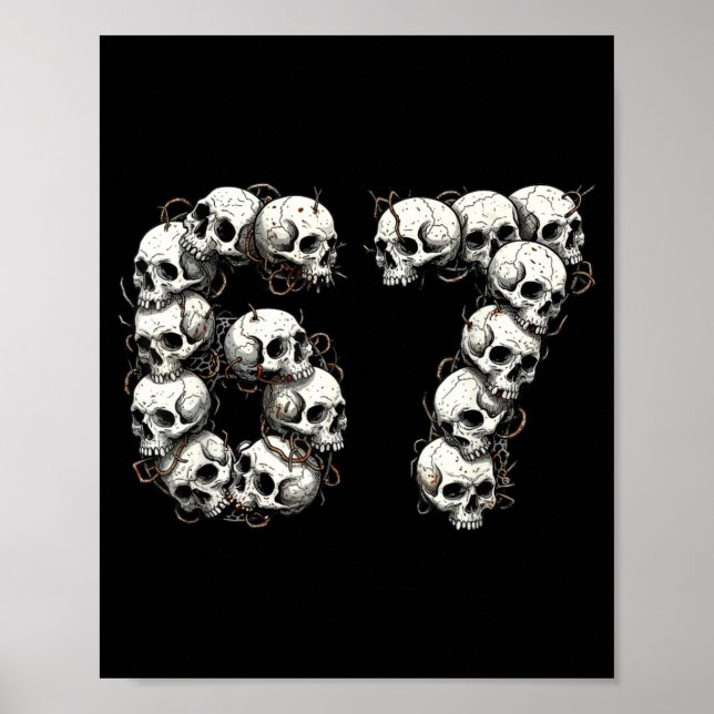 Funny Skulls 6 7 Meme Six Seven Love Halloween  Poster (Front)