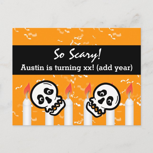 Funny Skulls Birthday Party Save the Date V05 Announcement Postcard (Front)