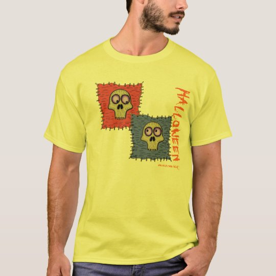 Funny skulls cartoon art Halloween t-shirt design
