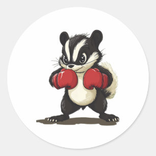Funny Skunk Costume With Boxing Gloves For Boys An Classic Round Sticker