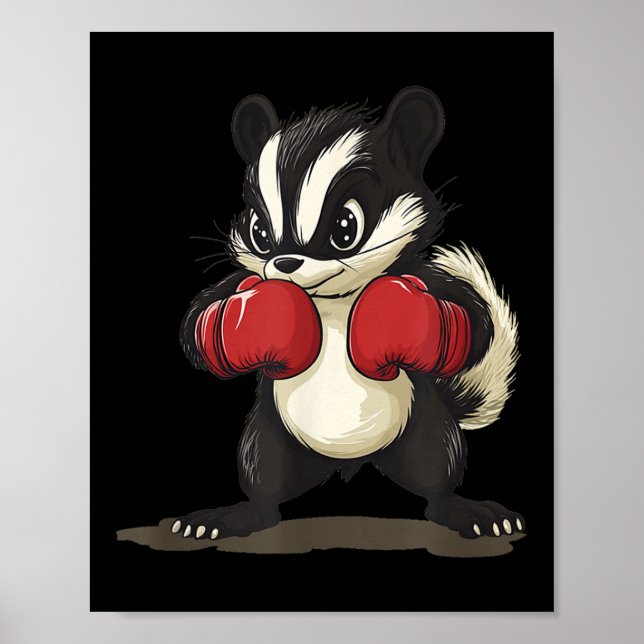 Funny Skunk Costume With Boxing Gloves For Boys An Poster (Front)