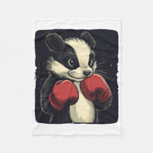 Funny Skunk Face With Boxing Gloves Costume Fleece Blanket