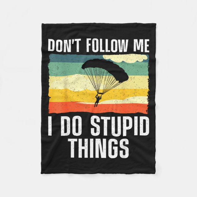 Funny Skydiving Art For Men Women Parachute Indoor Fleece Blanket (Front)