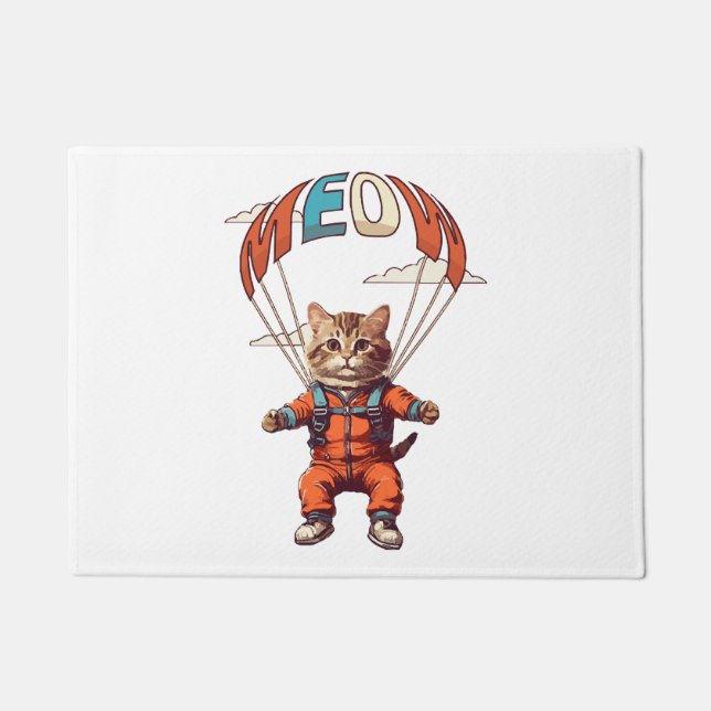 Funny Skydiving Cat Doormat (Front)