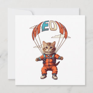 Funny Skydiving Cat Invitation