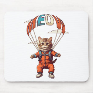 Funny Skydiving Cat Mouse Mat