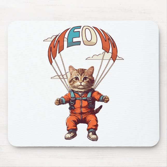 Funny Skydiving Cat Mouse Mat (Front)