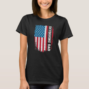 Funny Skydiving Dad America Us Flag Patriot Vintag T-Shirt