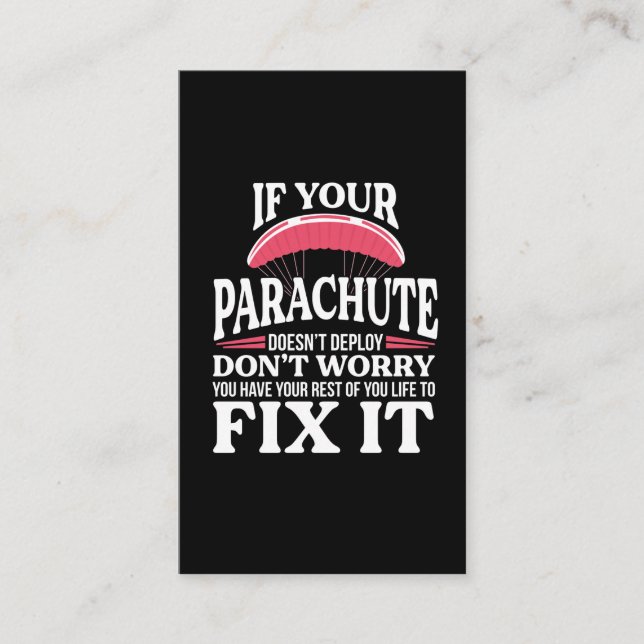 Funny Skydiving Gift Hilarious Skydiver Parachute Business Card (Front)