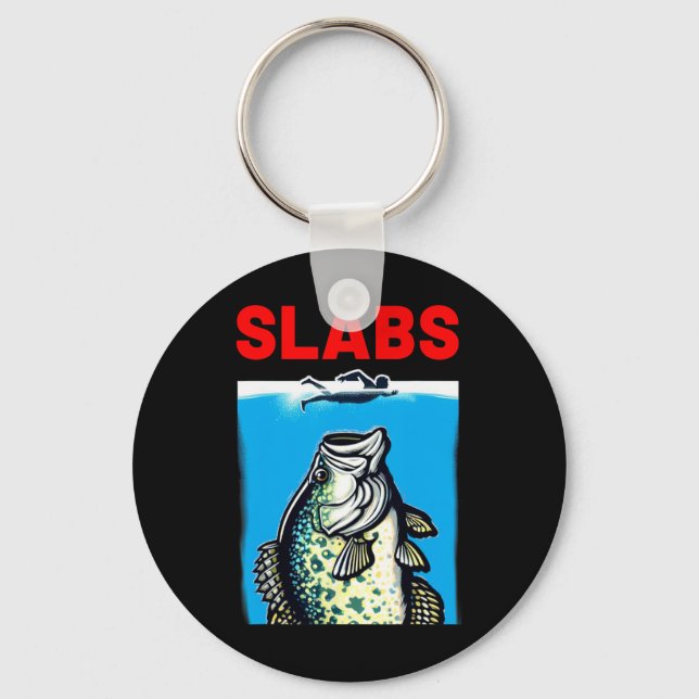 Funny Slab Famous Shark Movie Parody Slabs Crappie Key Ring (Front)