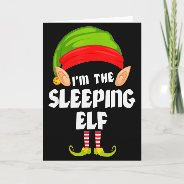 Funny Sleeng Elf Matching Family Group Pj Christma Card (Front)