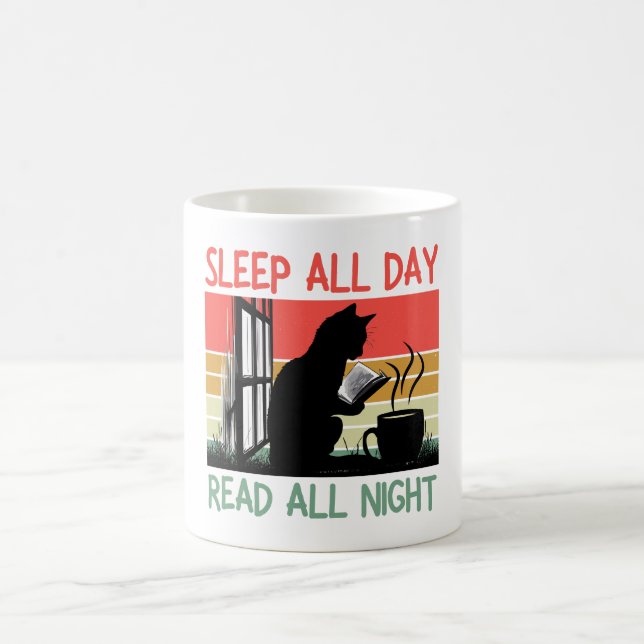 Funny Sleep all day read all night Coffee Mug (Center)