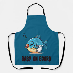 Funny Sleeping Baby Fish Cartoon - Cute Baby Apron