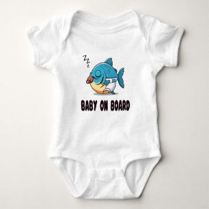 Funny Sleeping Baby Fish Cartoon - Cute Baby Bodysuit