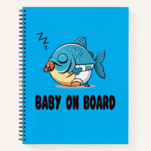 Funny Sleeping Baby Fish Cartoon - Cute Baby  Notebook