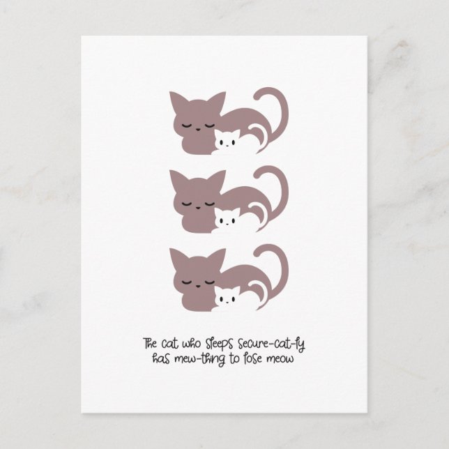 Funny Sleeping Cat Pun and Art I Postcard (Front)