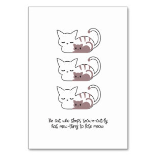 Funny Sleeping Cat Pun and Art II Table Number