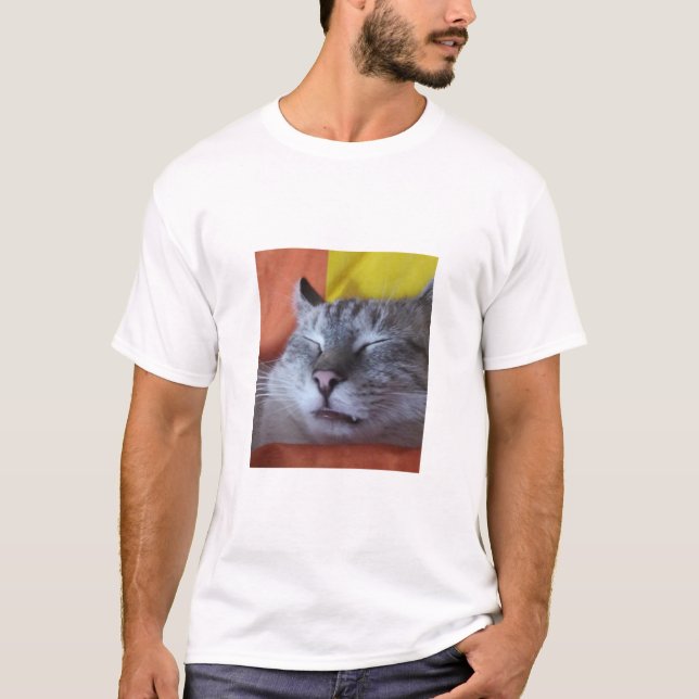 Funny Sleeping Cat T-Shirt (Front)