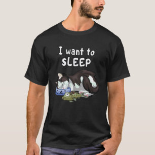 Funny Sleeping Cat with Fish Sleep for Nap Lovers T-Shirt