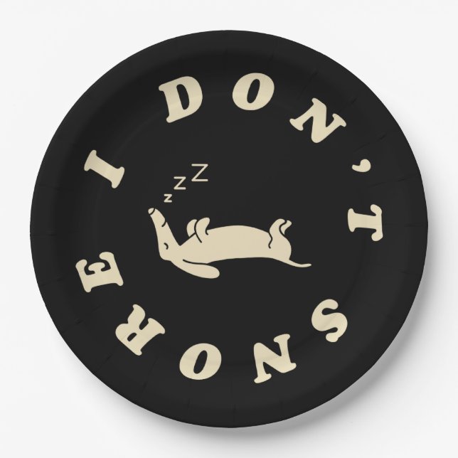 Funny Sleeping Dog Paper Plate (Front)